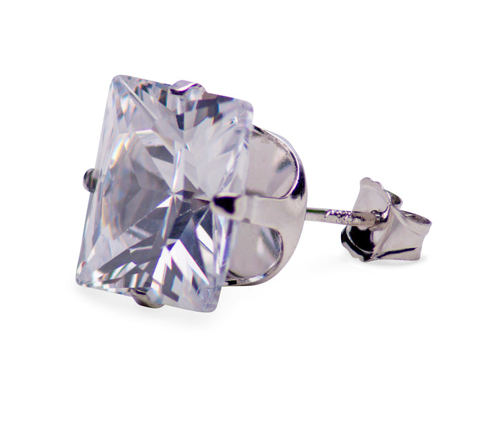 11.24 TCW Sterling Silver 10mm Princess Cut CZ Square Stud Earrings