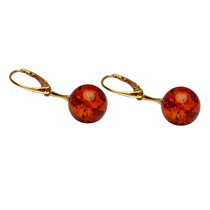 18K Yellow Gold Plated Amber Earrings | SilverAndGold