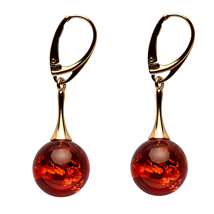 18K Yellow Gold Plated Amber Earrings | SilverAndGold