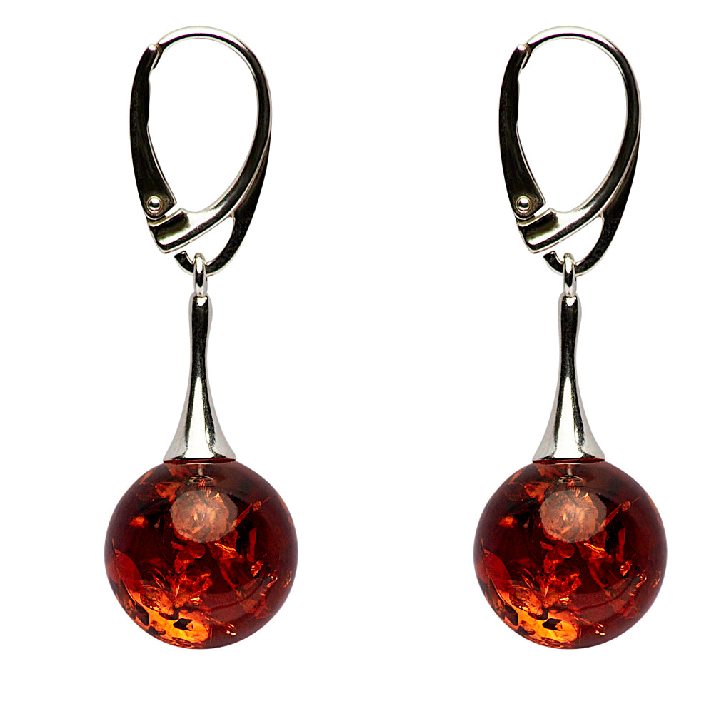 Sterling Silver & Amber Dangle Earrings | SilverAndGold