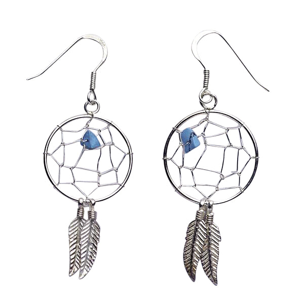 Sterling Silver & Turquoise Dreamcatcher Earrings | SilverAndGold
