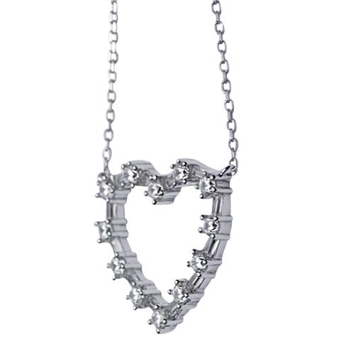 Crystal Heart Silver Necklace
