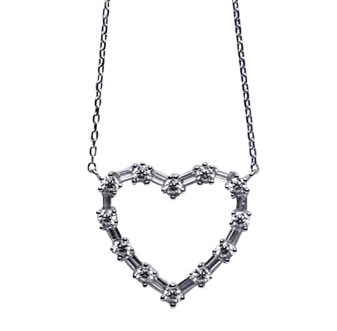 Crystal Heart Silver Necklace