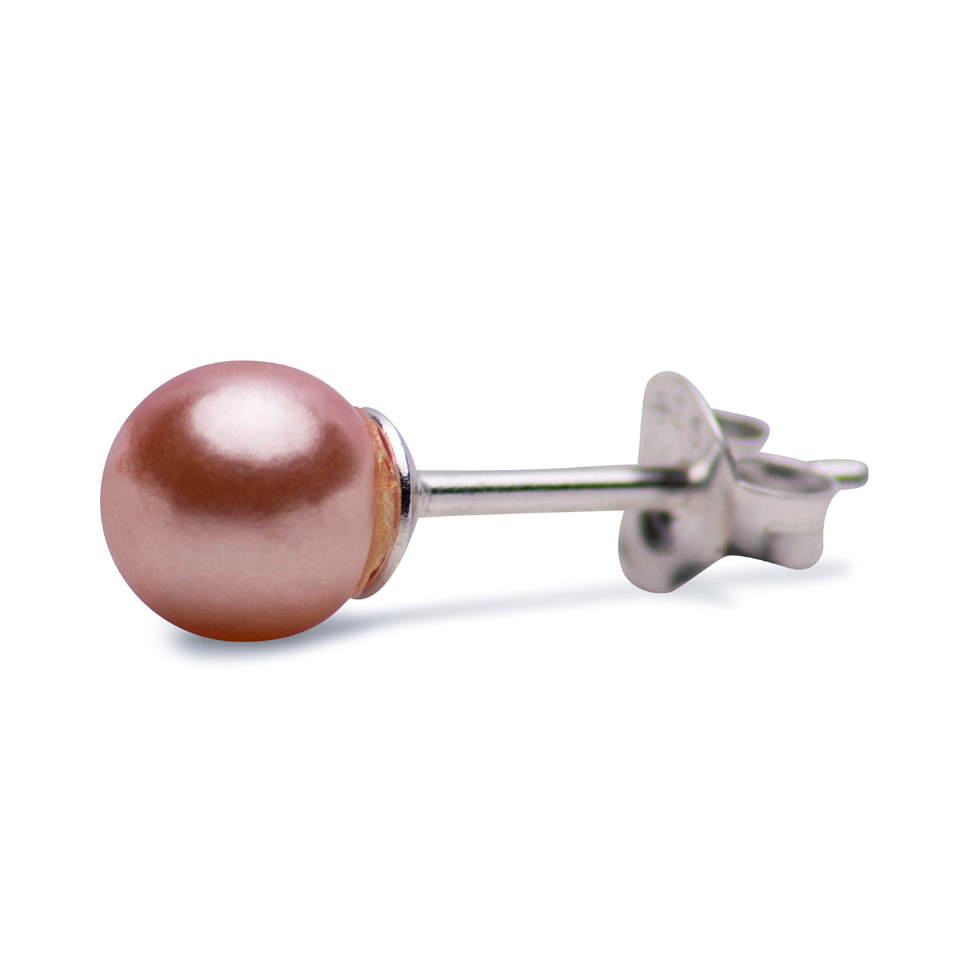 6 mm Peach Cultured Pearl Earrings | SilverAndGold