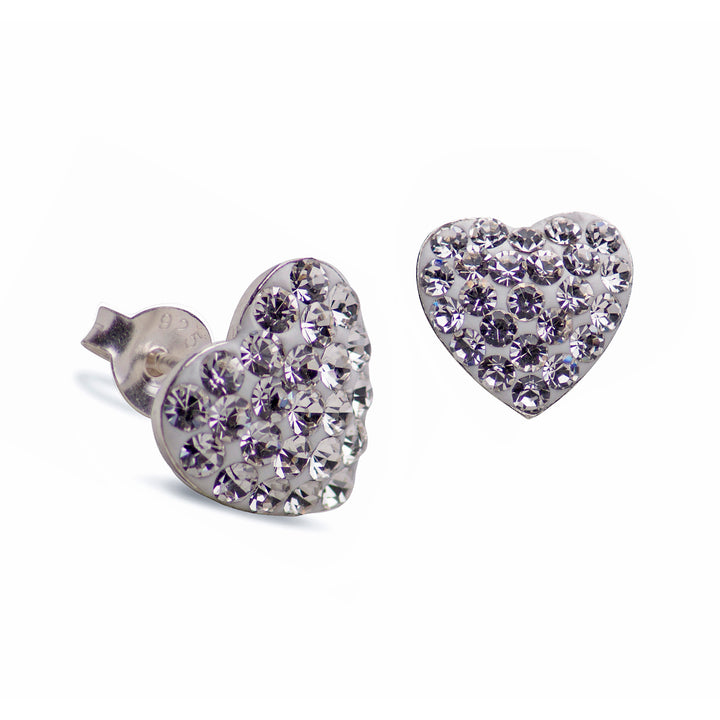 Cubic Zirconia Crystal Heart Stud Earrings | SilverAndGold