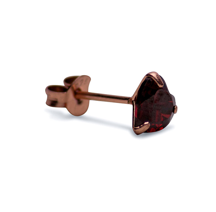 Garnet Cubic Zirconia Heart Stud Earrings | SilverAndGold