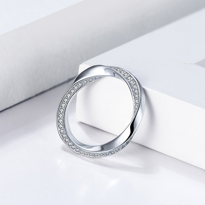 Diamond Simulant Silver Eternity Band