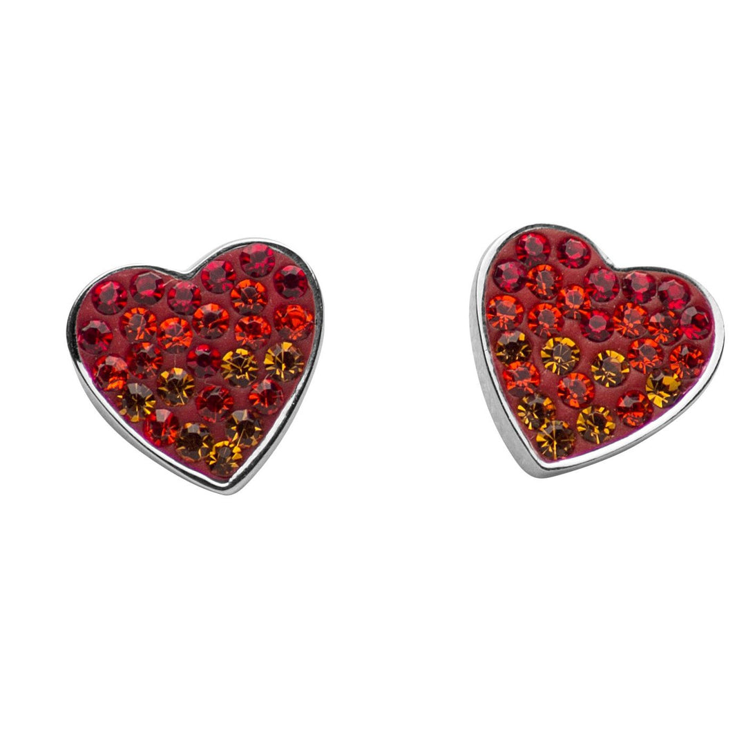 Red & Orange Crystal Heart Earrings