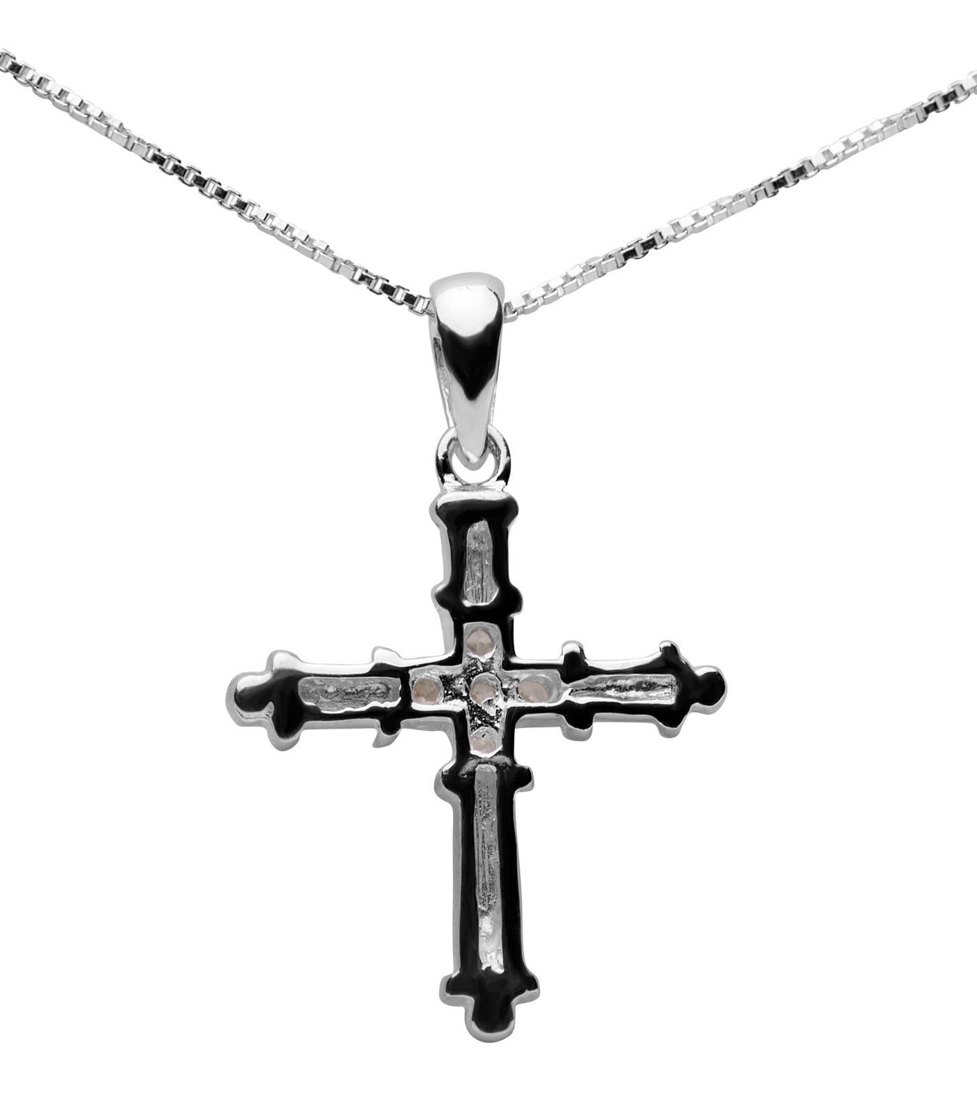 Silver & Crystal Cross Pendant Necklace