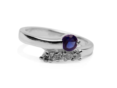Deep Blue Created Sapphire Ring in Sterling Silver | SilverAndGold
