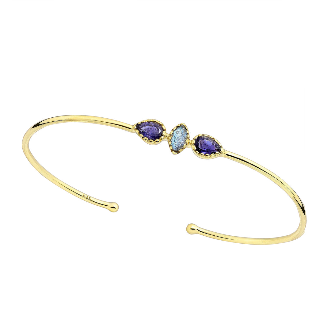 Labradorite & Iolite Gold Bangle