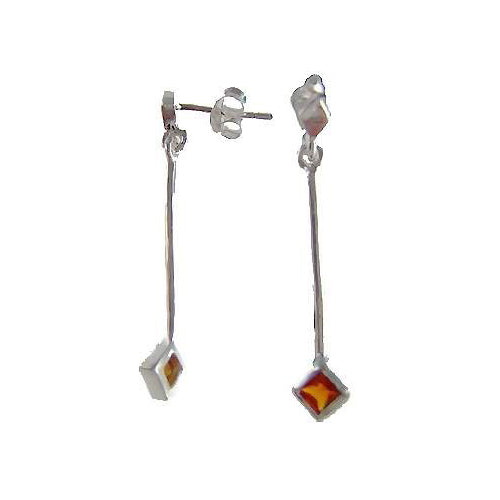 Garnet Sterling Silver Diamond Dangle Earrings | SilverAndGold