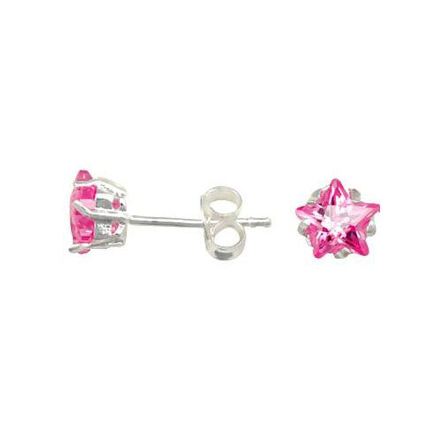 Pink Cubic Zirconia Star Earrings | SilverAndGold