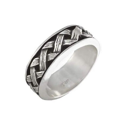 Silver Ring Crosshatch Design
