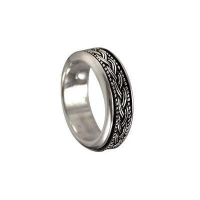 Silver Spinner Ring Feathered Ropes Design