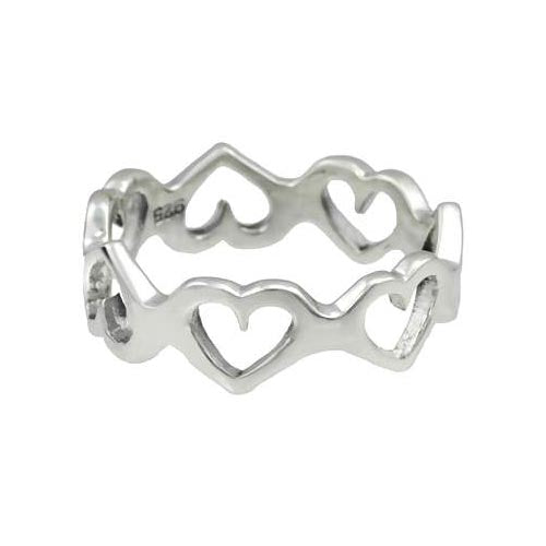 Silver Ring - Elegant Chain of Hearts