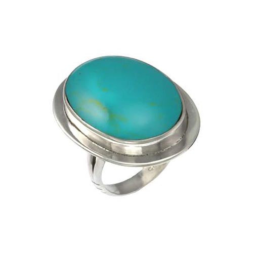 Turquoise and Sterling Silver Large Oval Ring - SilverAndGold.com Silver And Gold