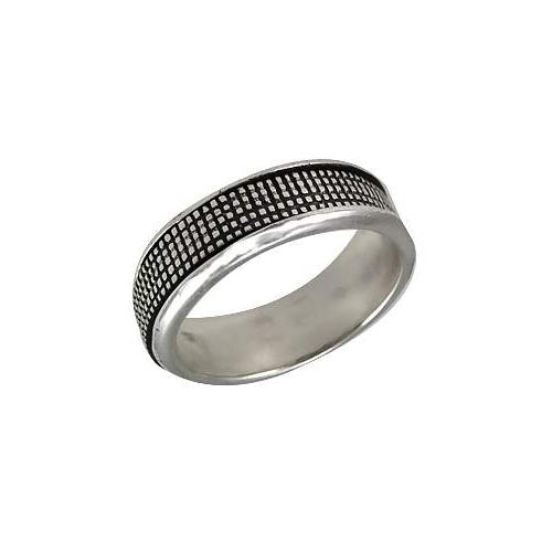 Silver Spinner Ring Crosshatch Design