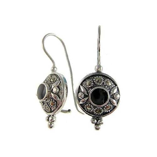 Ornate Onyx Sterling Silver Earrings | SilverAndGold