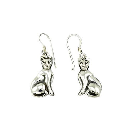 Sterling Silver Majestic Cat Earrings | SilverAndGold