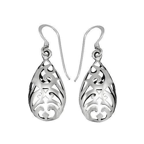 Sterling Silver Intricate Teardrop Earrings | SilverAndGold