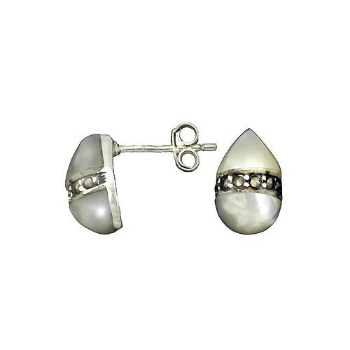Mother of Pearl Teardrops Silver Earrings | SilverAndGold