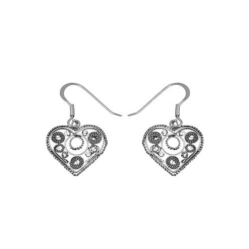 Sterling Silver Filigree Heart Earrings | SilverAndGold
