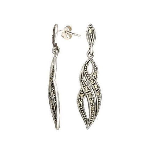 Victorian Style Sterling Silver & Marcasite Earrings | SilverAndGold