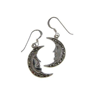Crescent Moon Sterling Silver Earrings | SilverAndGold