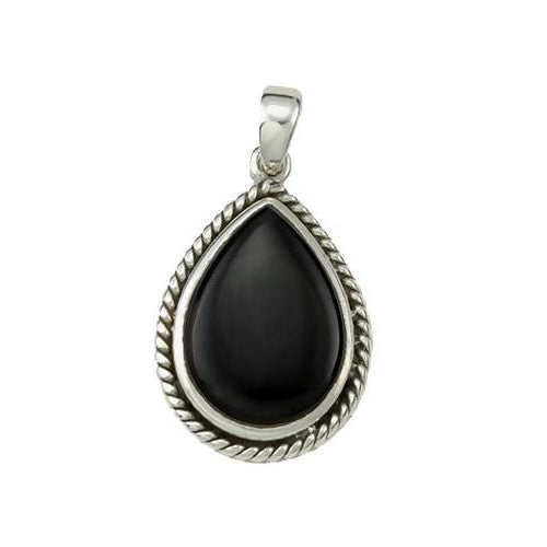 Sterling Silver and Black Onyx Teardrop Pendant - SilverAndGold.com Silver And Gold