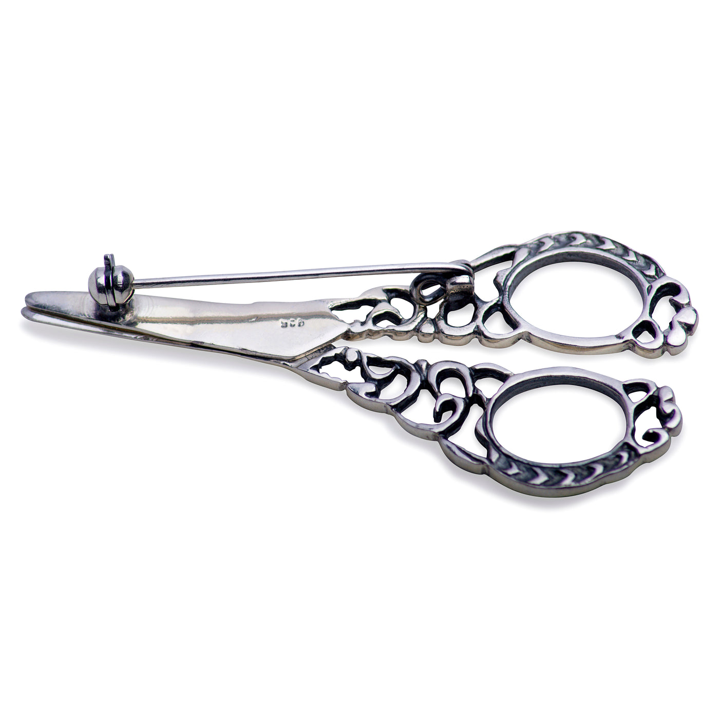 Silver Scissors Brooch Pin