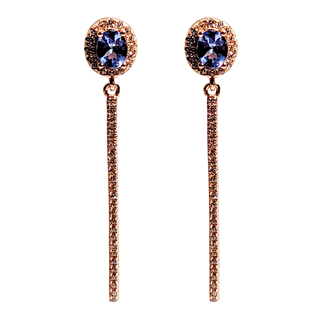 1 TCW Natural Tanzanite Rose Gold Earrings