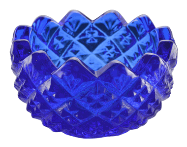 Cobalt Blue Sawtooth Hand Pressed Glass Ring Holder