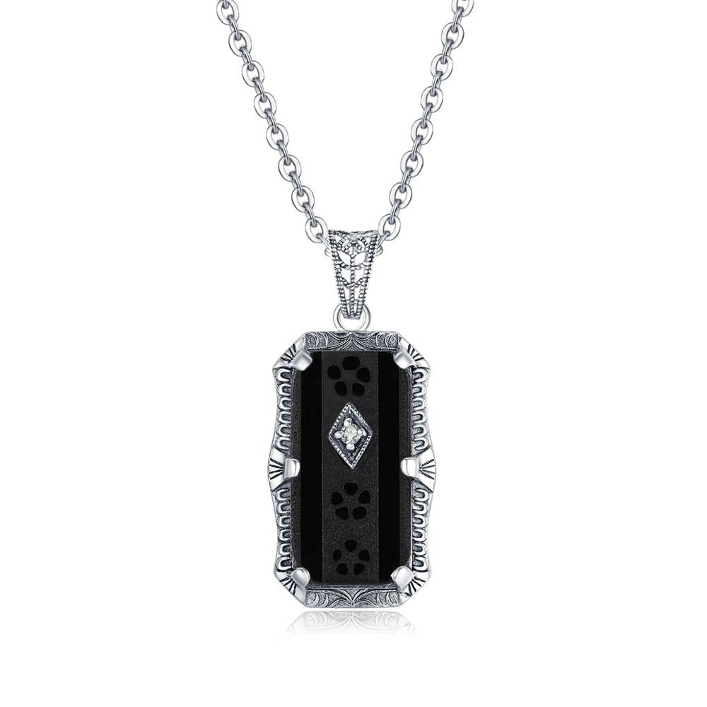 Black Onyx Silver Necklace