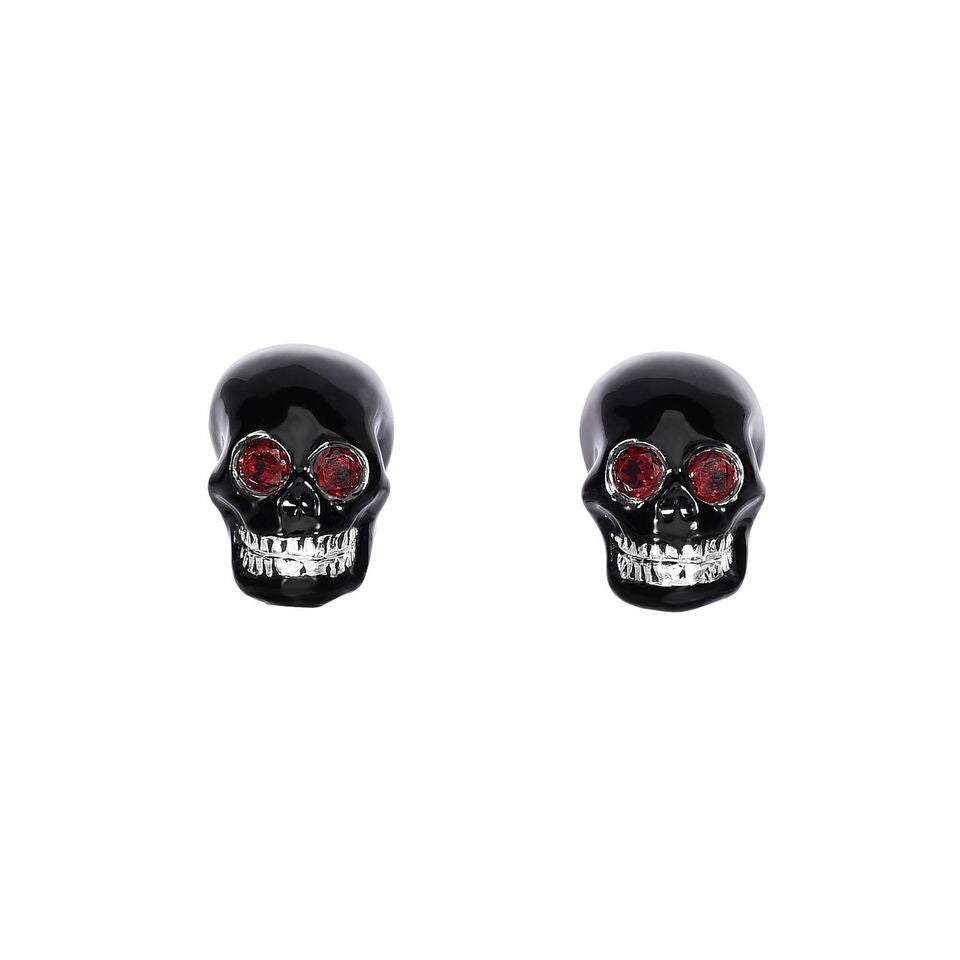 Red Garnet and Skull Sterling Silver Cufflinks | SilverAndGold