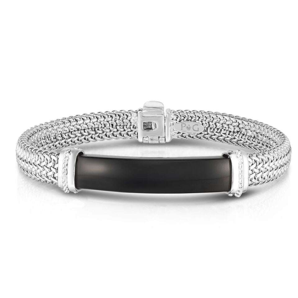 Black Onyx Woven Silver Bracelet