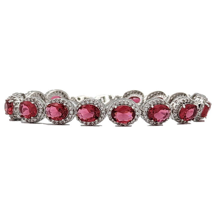Ruby Simulant Silver Bracelet