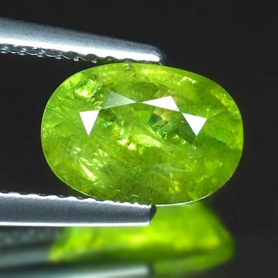 Green Titanite Sphene Oval 2.13 Carat Loose Gemstone