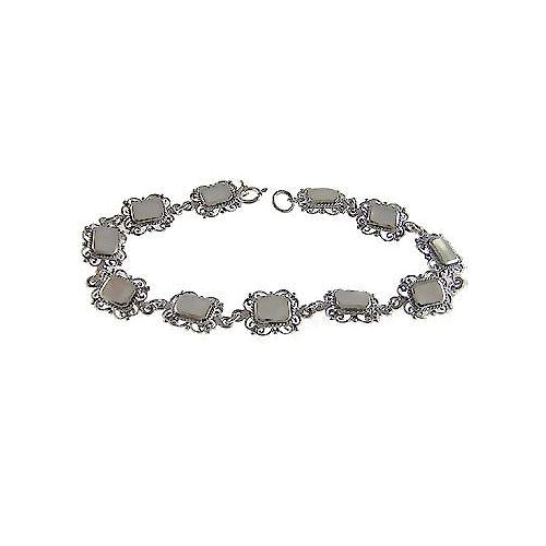 Filigree Sterling Silver and Hand-Cut Mother of Pearl Bracelet - SilverAndGold.com Silver And Gold