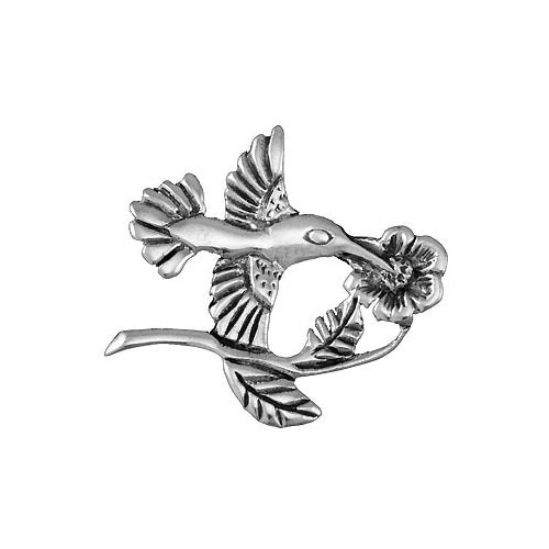 Sterling Brooch Pin: Flower and Hummingbird - SilverAndGold.com Silver And Gold