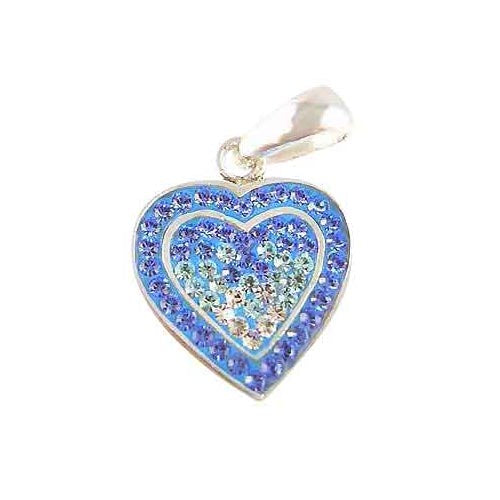 Sterling Pendant: Swarovski Crystal Blue Heart - SilverAndGold.com Silver And Gold