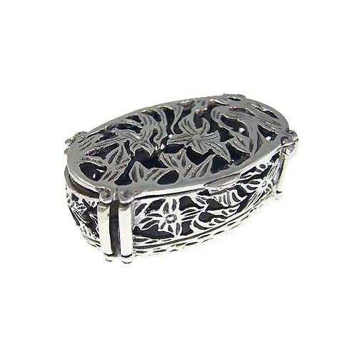 Sterling Silver Accessories: Oval Victorian Filigree Box Lily - SilverAndGold.com Silver And Gold