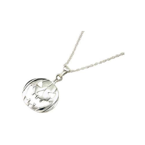 Sterling Silver Jack-O-Lantern Necklace - SilverAndGold.com Silver And Gold
