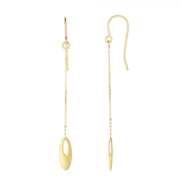 10K Gold Oval Drop Earring