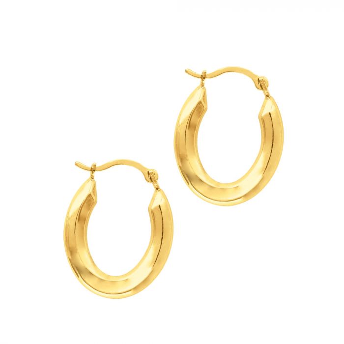 10K Gold Oval Hinged Hoop Earring