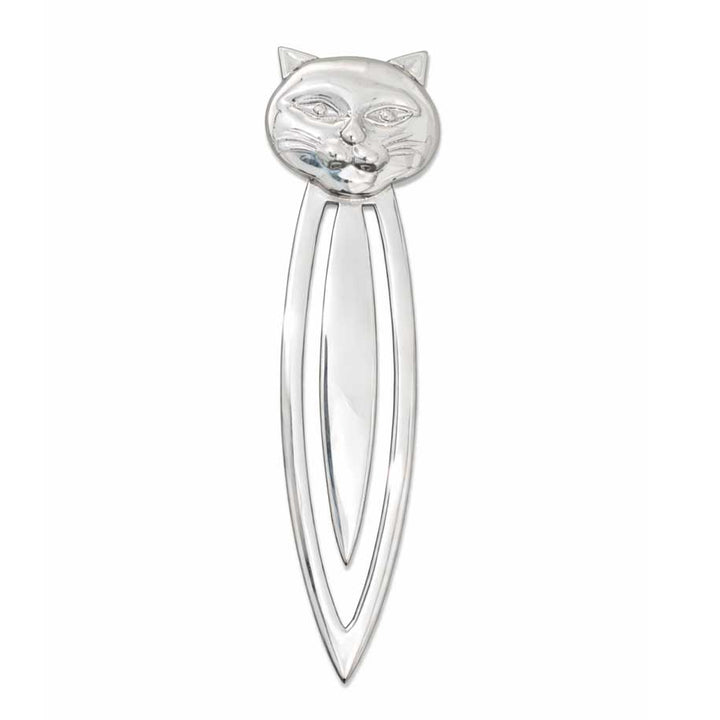 Sterling Silver Cat Bookmark – Polished 925 Silver Cat Face Book Marker 3.5 Inch Long