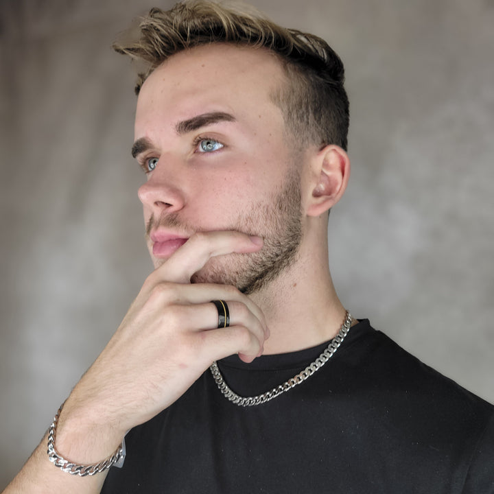 14K Yellow Gold and Tungsten Guitar String Ring