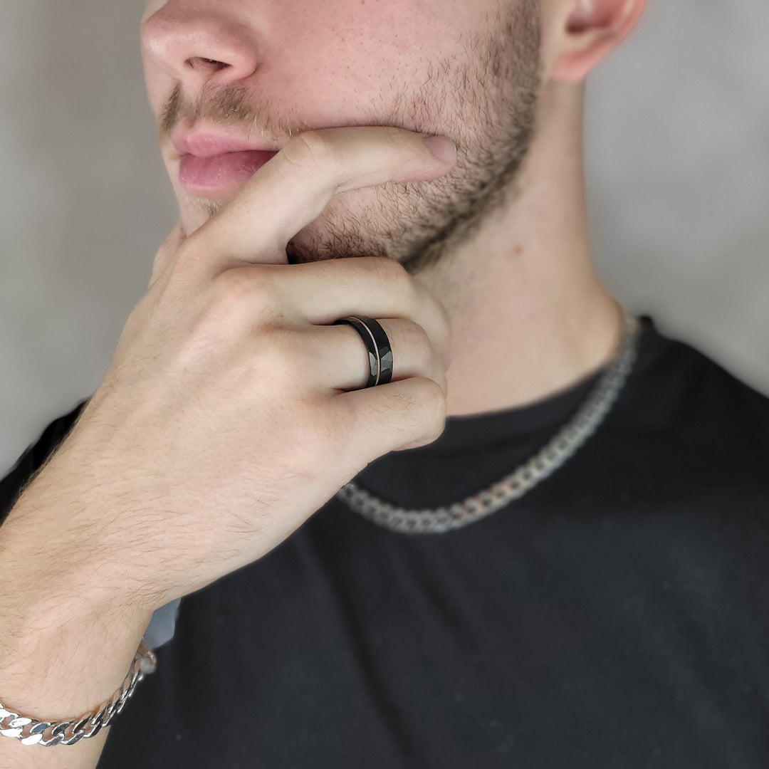 14K Rose Gold and Tungsten Guitar String Ring