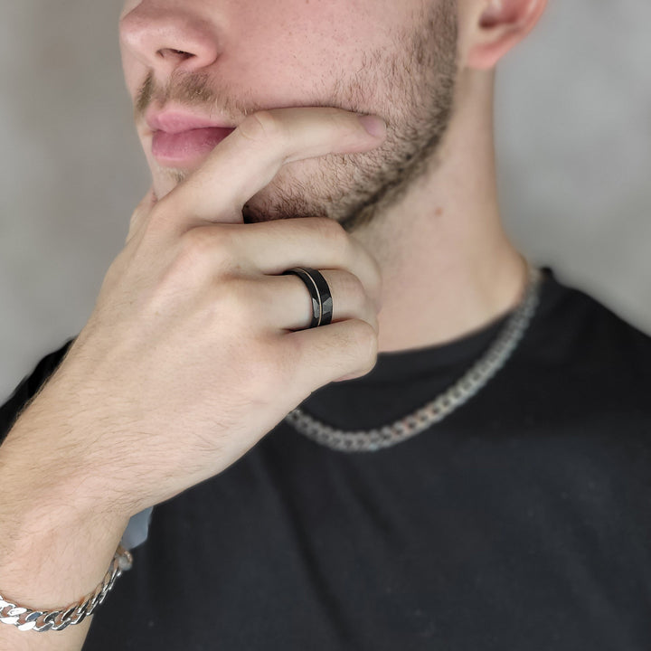 14K Rose Gold and Tungsten Guitar String Ring