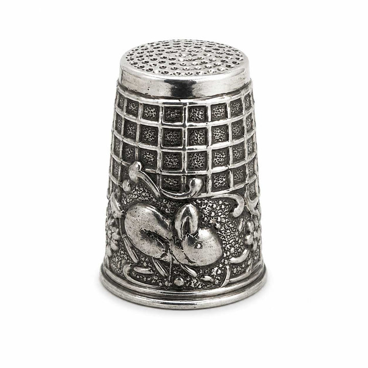 Victorian Style Sterling Silver Thimble with Bunny & Wagon – Ornate 1 Inch Collectible